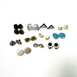 Clip On Earrings Mixed Lot 11 Pairs Multicolor Monet Vintage Costume Jewelry